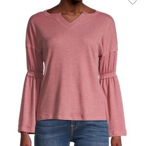 Baea Flare Sleeve Blush Thermal Top. Size XSmall NWT